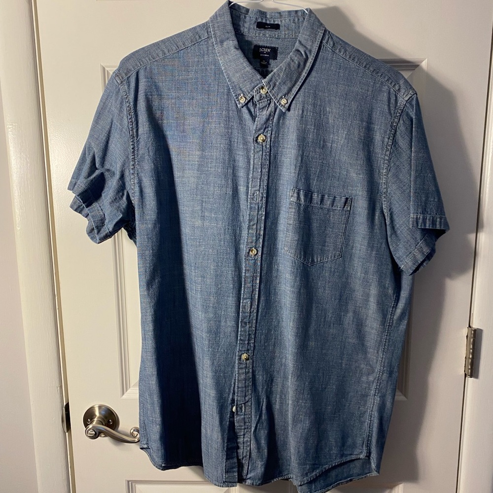 Men’s J. Crew Denim Short Sleeve Button Down Shirt